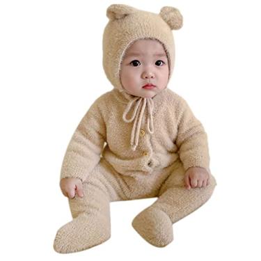 Imagem de Macacão com capuz para bebê, macacão de bebê com cobertura total, movimento livre, quente para outono ao ar livre (80 cm)