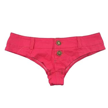 Imagem de Calças femininas de cintura baixa mini shorts jeans calças quentes clubwear jeans boate verão shorts esportivos, rosa, 2GG (C 10 cm)