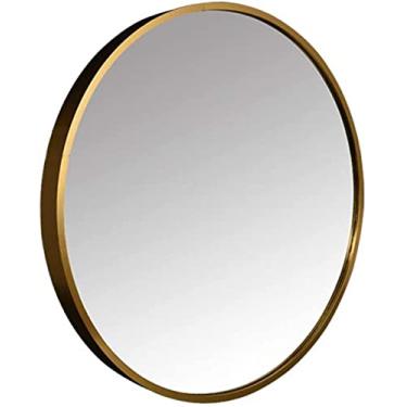 Imagem de Espelho de maquiagem espelho de banheiro espelho redondo montado na parede espelhos de vaidade emoldurados de liga de alumínio espelho de barbear espelho de aumento de chuveiro espelho de maquiagem espelhos de parede (B 50cm) Feito na China