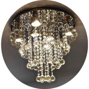 Imagem de Luminária Plafon De Cristal De 30mm Para Sala De Estar Com 40cm De Diâmetro