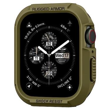 Imagem de Spigen Rugged Armor Projetado para Capa Apple Watch Série SE3/9/8/SE2/7/6/SE/5/4 45mm/44mm Capa Durável de TPU - Verde Oliva