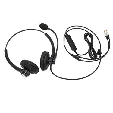 Imagem de CHICIRIS Fone de ouvido com fio, controle de linha, redução de ruído, binaural, fones de ouvido macios e leves para call center (interface dupla de 3,5 mm)