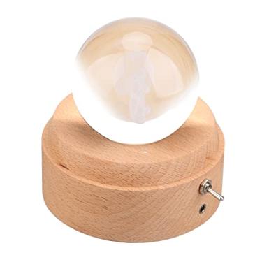 Imagem de DAUERHAFT Caixa de música Crystal Ball, caixa de música decorativa gravada delicada com base de madeira giratória com músicas clássicas para o Natal para mulheres (#3)
