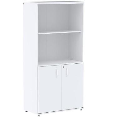 Imagem de Armário Misto Pe25 Pandin 79,20 cm (largura) em Mdp Cor Liso Branco com Duas portas e Prateleira superior
