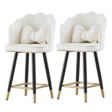 Imagem de Cadeiras de jantar cadeiras de sala de jantar elegantes bancos de bar de cozinha de café da manhã com encosto conjunto de 2, cadeiras de bar de veludo para cozinha restaurante bar 65/75 cm altura tudo está bem