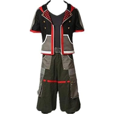 Imagem de Cos anime Kingdom Hearts 3 Cosplay Sora Costume Carnival Party Clothing with Necklace Shirt Shorts Pants Belt (Female S)