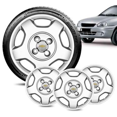 Imagem de Jogo 4 Calota Chevrolet Corsa aro 14 2004 Prata Logo Prata