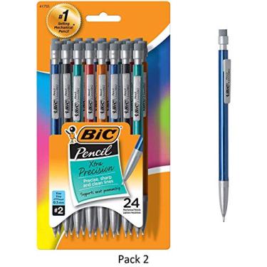 Imagem de Lápis mecânico BIC Xtra-Precision, barril metálico, ponta fina (0,5 mm), 24 unidades, 2 pacotes