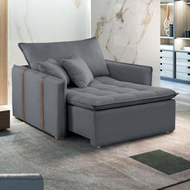 Imagem de Poltrona Cama 110cm em Madeira Eucalipto Detroid Yescasa Cinza