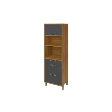 Imagem de Módulo Cozinha Nesher Imperatriz Paneleiro C/ 1 Porta E 3 Gavetas (2 Fornos) Freijo/grafite