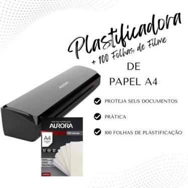 Imagem de Plastificadora A4 Aurora + Refil Polaseal Para Plastificação A4 100 Un