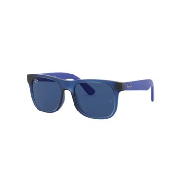 Imagem de Ray-Ban Óculos de sol infantil Junior Rj9069s quadrados, Borracha transparente azul/azul escuro