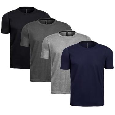 Imagem de Kit 4 Camisas Camisetas Básica Masculina Plus Size Lisa (BR, Alfa, XXG, Plus Size, Preto-Chumbo-Cinza-Azul)