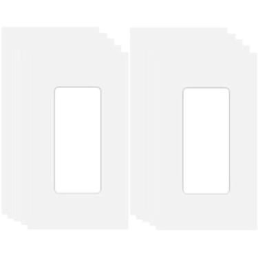 Imagem de 1 Gang Screwless Decora Placa de Parede Tampa de Interruptor Duplo Tomada Placa Elétrica para Interruptor de Luz, Interruptor Inteligente, Receptáculo, Dimmers, Tomada USB, GFCI, Placa de Cobertura Segura para Crianças, Branco (Pacote com 10)