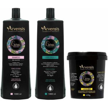 Imagem de Kit Arvensis Shampoo Condicionador 1l + Máscara 450g coco limpa professional kit tonifica repara salão profissional