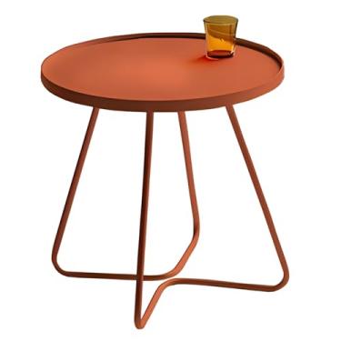 Imagem de Mesas Laterais Com Bordas Elevadas, Mesas Finais Com Estrutura Metálica Estável, Pequena Mesa Lateral Para Sala De Estar, Quarto, Escritório (Color : Orange, Size : 14.56x14.56x17.71in)