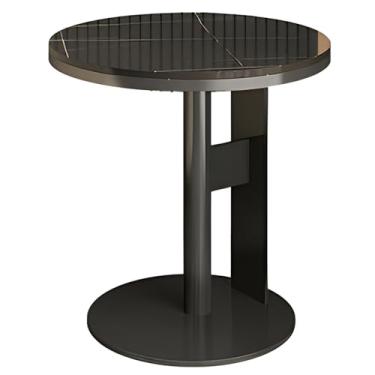 Imagem de Mesa Lateral Redonda, Mesa Final Com Laje De Pedra E Base De Metal, Mesa Lateral Que Economiza Espaço Para Sala De Estar, Quarto, Sofá De Escritório (Color : STYLE 2, Size : 15.74x23.62in)