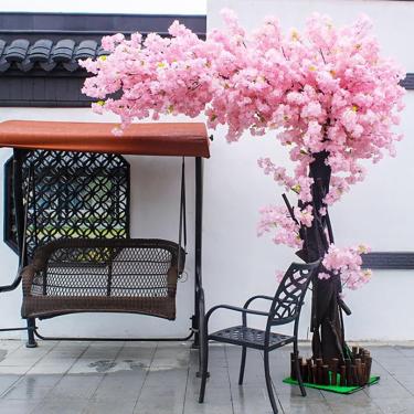 Imagem de Flor artificial rosa flor de cerejeira árvore simulada árvore de flor de cerejeira artificial - para interior/exterior/festa/restaurante/shopping planta artificial,Extended-1.8x1.5m/5.9x4.9ft