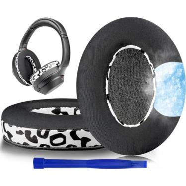 Imagem de SOULWIT Substituição de Almofadas com Gel Refrescante para Sony WH-1000XM3 (WH1000XM3) Auscultadores Over-Ear, Espuma de Isolamento de Ruído de Alta Densidade, Espessura Adicional-Leopardo da Neve