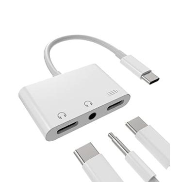 Imagem de Adaptador de áudio USB-C para 3,5 mm, conector de fone de ouvido tipo C, divisor duplo AUX DAC, cabo dongle compatível com Samsung para IPhone15 Pro Max Plus, iPad 10, Air4/5, Mini6, cabo de