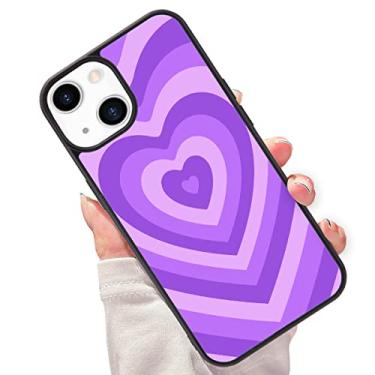 Imagem de JOYLAND Capa de telefone com coração roxo para iPhone 14, capa protetora feminina de silicone macio preto e alumínio rígido resistente a arranhões à prova de choque para iPhone 14