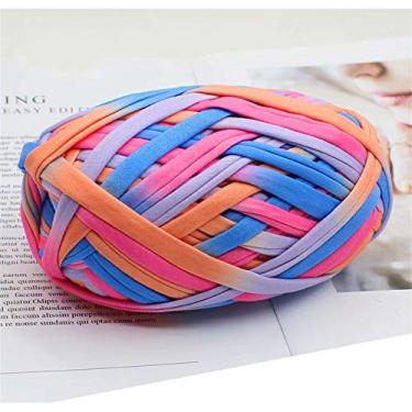 Imagem de 1 peça de camiseta colorida fio de tricô tecido de crochê para arte de tecido tricotado DIY (#57 multicolorido)