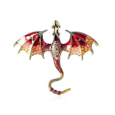Imagem de Vavhoo Broche de dragão esmaltado vintage punk dragão animal broche dominador dragão voador personalidade roupas chapéu bolsa acessórios para homens e mulheres, Resina, Sem Pedra Preciosa