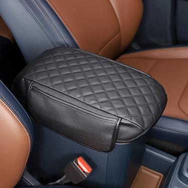 Imagem de TOYCIDFG Tampa do console central do carro capa de caixa de assento de braço guarnição de couro microfibra à prova d'água capa de apoio de braço de carro para Ford Maverick 2022 202 (preto B - couro)