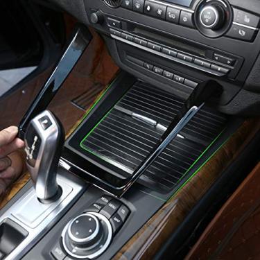 Imagem de CHEYA Acabamento adesivo de plástico ABS para console central de carro para BMW X5 E70 X6 E71 2008-2013 acessórios automotivos (preto)