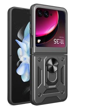 Imagem de Kukoufey Capa compatível com Motorola Razr+ 2023, com capa de lente de câmera deslizante compatível com Motorola RAZR 40 Ultra 5G 4ª geração 2023 XT2321-1 XT2321-2 XT2321-3 XT2321-5, capa preta
