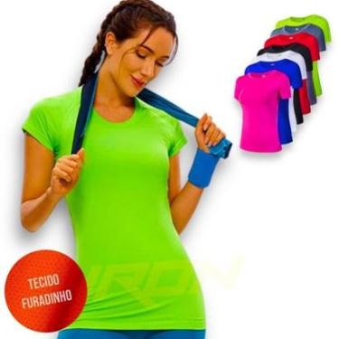 Imagem de Camiseta Blusinha Dry MALHA FRIA POLIMIDA Tecido Furadinho feminina Corrida Academia Yoga 604-Feminino