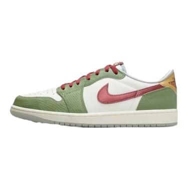 Imagem de Nike Tênis de basquete masculino Air Jordan 1 Low, Veil Cedro Green Oil, 42