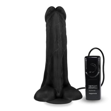 Imagem de Pênis Realístico Flexível com Escroto, Ventosa e Vibrador Cedro 20,5 x 6cm Preto