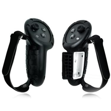 Imagem de Capa de punhos de controle atualizada para acessórios Meta Quest 3, kit de capa antiderrapante e anti-arremesso com tampa oscilante de alça de pulso para acessórios Meta Quest 3 VR (preto)/908