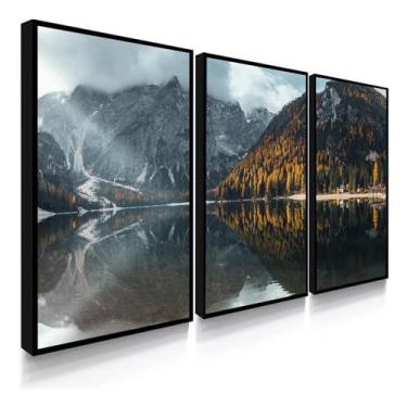 Imagem de Kit 3 Quadros Decorativo Sala Quarto Linda Paisagem Natureza Cachoeira Praia (Imagem 2)