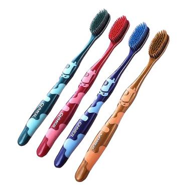 Imagem de RYZGOJV Escovas de dentes premium embaladas individualmente, cerdas de nylon macias multicoloridas, escovas de dentes de limpeza para dentes sensíveis e gengivas recuadas, 4PCS-A03