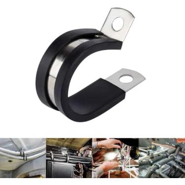 Imagem de Universal TMKOOL Pacote com 20 grampos acolchoados de borracha de aço inoxidável de 2,5 cm, braçadeira isolada, braçadeira de metal, fixador de suporte de tubo para instalação de tubos, tubos ou fios