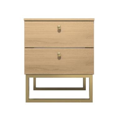 Imagem de Mesa de Cabeceira Industrial MDF com Pés Metalon Dourado PlanCasa