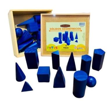 Imagem de Brinquedos Educativos para Crianças - Sólidos Geométricos, Cones, Cubos, Triângulos, Hexágonos, Quadrados, Formas Triangulares, Azul