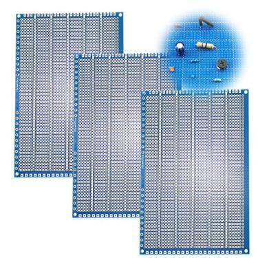 Imagem de YUNGUI PCB Protoboard,3 Pack PCB Prototype Board Solderable Breadboard for DIY Electronics and Soldering kit(4” X 6”,Blue), 4 Inches X 6 Inches