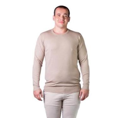 Imagem de Suéter Tricôt Masculino Broken Rules Plus Size 598034 Caqui-Masculino