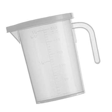 Imagem de Copo medidor transparente com tampa 500 ml, copo de vidro de escala líquida fácil de ler para cozinha, material de resina PP, aparelhos de laboratório - transparente, 500 ml