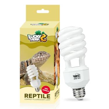 Imagem de LUCKY HERP Luz UVA UVB para répteis 10.0, lâmpada fluorescente compacta UVB 150 do deserto, luz UVB para répteis 23W, lâmpada de répteis UVA UVB, lâmpada UVB para répteis dragões barbudos lagartos
