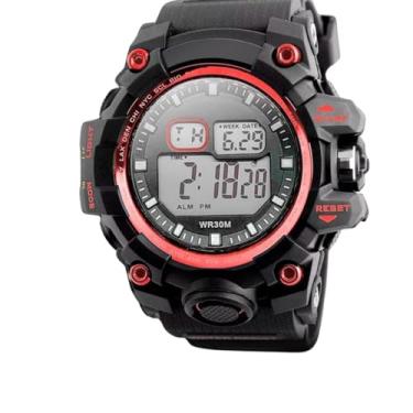 Imagem de Relogio Masculino Digital Truck Militar Prova Dagua Premium Preto Esportivo Grande Com Alarme Calendario Data (VERMELHO)