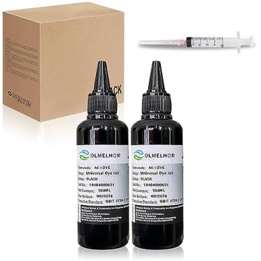 Imagem de Kit de refil de tinta universal para impressoras HP Canon Epson Brother Lexmark Samsung Dell Kodak Inkjet 2 cartuchos pretos compatíveis cartucho recarregável sistema CISS CIS com seringas, 200 ml