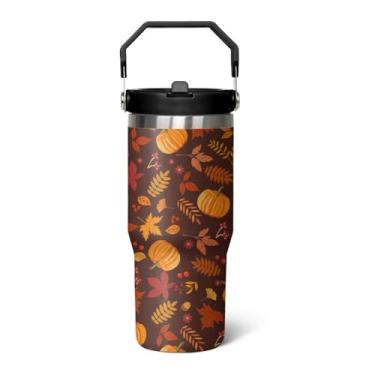 Imagem de qwpmvhsak Copo de 850.5 g Abóbora Flip Tumbler Isolado Copo Inoxidável, Copo de Café para Viagem de Outono, Presente de Outono para o Dia de Ação de Graças e Natal