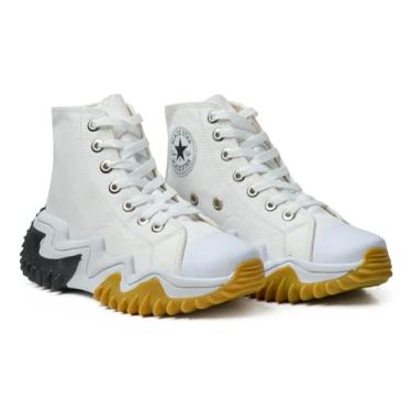 Imagem de Kit 2 pares Bota Run Motion Estilo All Star Feminina Solado Tratorado Plataforma Cano Alto (BRANCA + BRANCA, BR, Adulto, Numérico, 35)