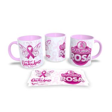 Imagem de Canecas Rosa de Porcelana Personalizadas Outubro Rosa