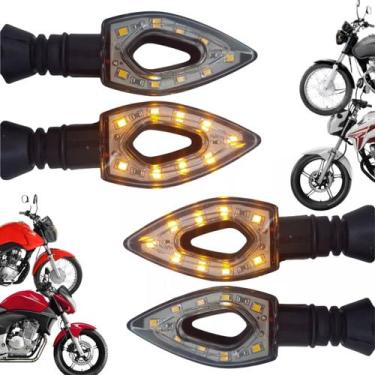 Imagem de 4 Piscas Seta De Moto Led Flecha Fume Esportiva Rosca - TMAC
