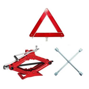 Imagem de Kit Estepe Para Carros Macaco Sanfona Reforçado 2000 Kg + Chave Cruz +